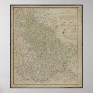 Poster Carte antique de 1799 de Silésie et Moravie, histo