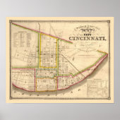 Poster Carte antique de Cincinnati Ohio (Devant)