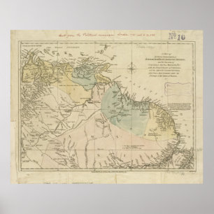 Poster Carte antique de Curacao, Bonaire, Aruba, Suriname