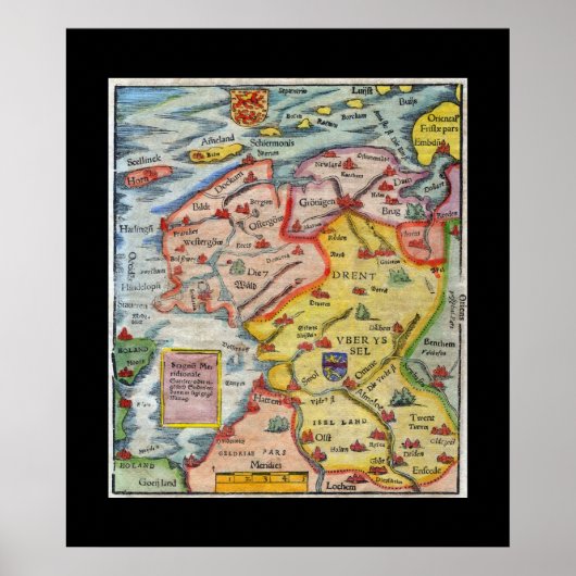 Poster Carte antique de Fiesland - Fryslân - Frise occide (Devant)