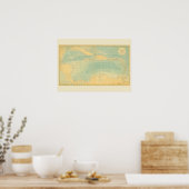 Poster Carte antique de la mer des Caraïbes (Cuisine)