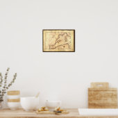 Poster Carte antique de la mer Méditerranée occidentale (Cuisine)