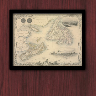 Poster Carte antique de la Nouvelle-Écosse et de