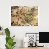 POSTER CARTE ANTIQUE DE LA POLOGNE (Bureau à domicile)