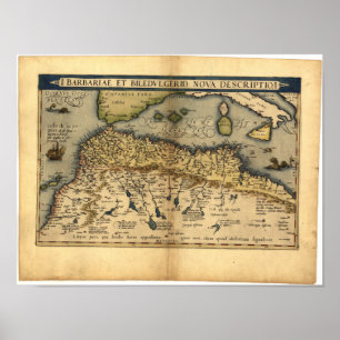 Poster Carte antique de l'Afrique du Nord ORTELIUS ATLAS 