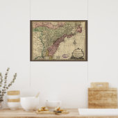 Poster Carte antique de l'Amérique du Nord, restaurée, 17 (Cuisine)