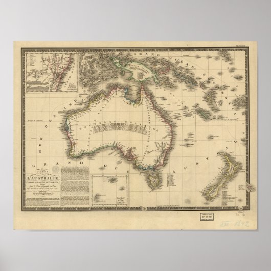 Poster Carte antique de l'Australie 1826 (Devant)