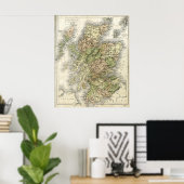 Poster Carte antique de l'Écosse (Bureau à domicile)