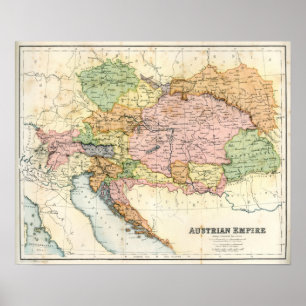 Poster Carte antique de l'Empire autrichien