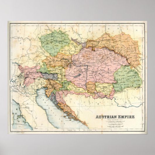 Poster Carte antique de l'Empire autrichien (Devant)