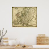 Poster Carte antique de l'Europe (Cuisine)