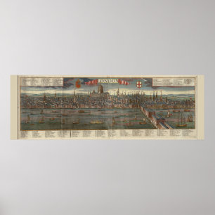 Poster Carte antique de Londres Imprimer