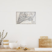 Poster Carte antique de New York (Cuisine)