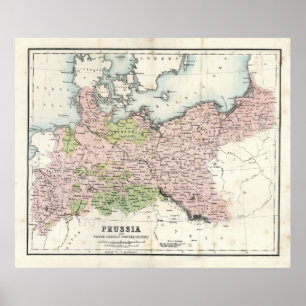 Poster Carte antique de Prusse