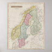 Poster Carte antique de Suède (Devant)