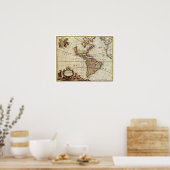 Poster Carte antique des Amériques par Johannes De Ram (Cuisine)
