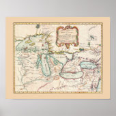 Poster Carte antique des Grands Lacs (Devant)