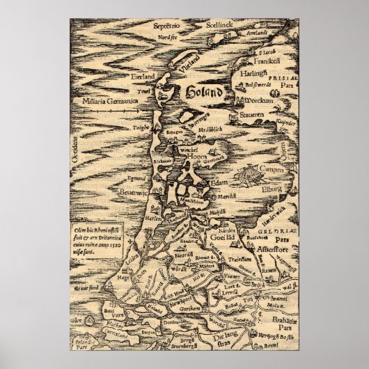 Poster Carte antique des Pays-Bas (Devant)