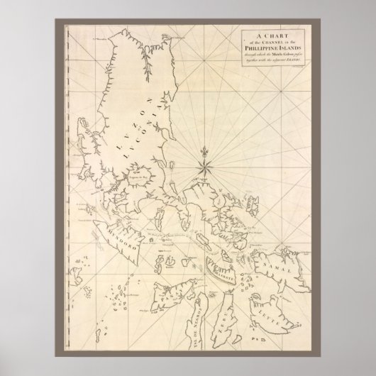 Poster Carte antique des Philippines (Devant)