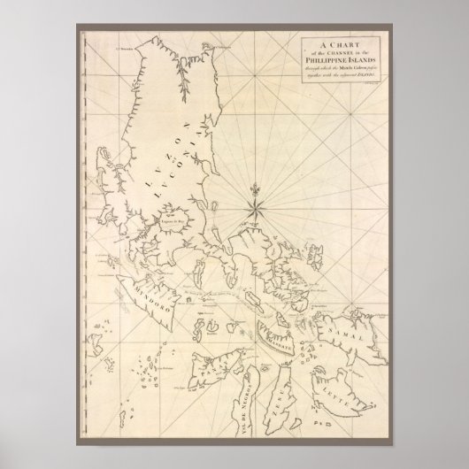 Poster Carte antique des Philippines (Devant)