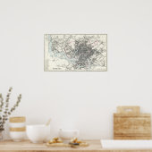 Poster Carte antique du 19ème siècle de Bristol (Cuisine)