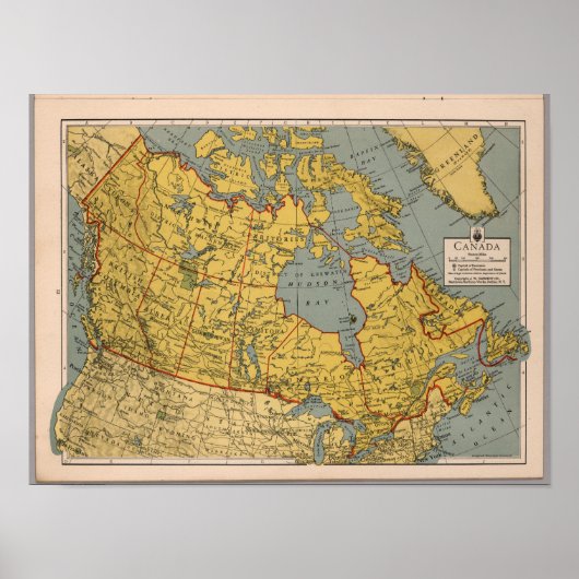Poster Carte antique du Canada (Devant)
