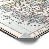 Poster Carte antique du Danemark, Danmark en danois, 1905 (Coin)