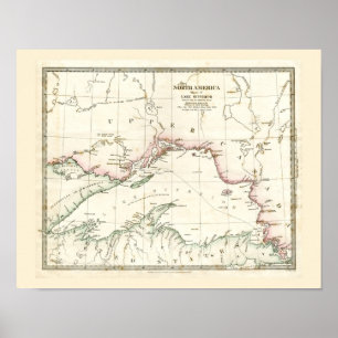 Poster Carte antique du lac Supérieur