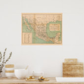 Poster Carte antique du Mexique Etats-Unis du Mexique (Cuisine)