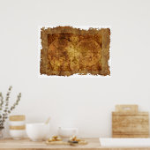 Poster Carte antique du monde (Cuisine)