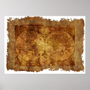 Poster Carte antique du monde