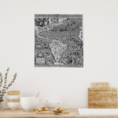 Poster Carte antique du monde (Cuisine)