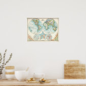 Poster Carte antique du monde (Cuisine)