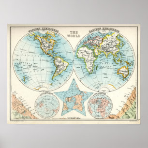 Poster Carte antique du monde