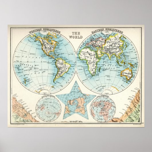 Poster Carte antique du monde (Devant)