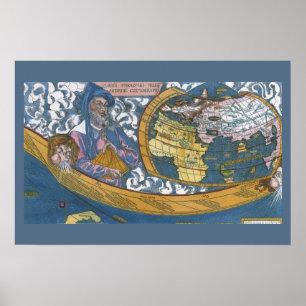 Poster Carte antique du monde avec Claude Ptolémée, 1507