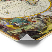 Poster Carte antique du monde en deux hémisphères 1683 (Coin)