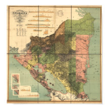 Carte antique du Nicaragua 1898