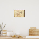 Poster Carte antique Océan Indien Atlas Agnese 1544 A.D. (Cuisine)