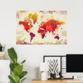 Poster Carte aquarelle (Bureau à domicile)