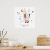 Poster Carte aquarelle du Royaume-Uni Destination Mariage (Cuisine)