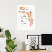Poster Carte artistique de la Floride à l'aquarelle (Bureau à domicile)