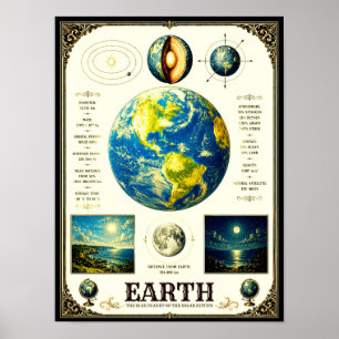 Poster Carte astronomique victorienne de la Terre