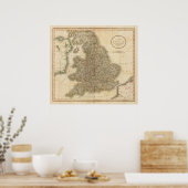 Poster Carte Atlas d'Angleterre 2 (Cuisine)