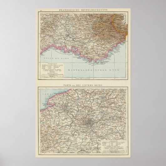 Poster Carte Atlas de France (Devant)