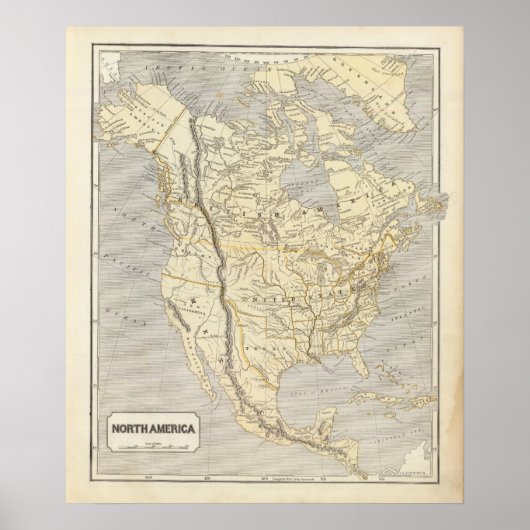 Poster Carte Atlas de l'Amérique du Nord 2 (Devant)