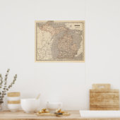 Poster Carte Atlas du Michigan (Cuisine)