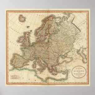 Poster Carte Atlas Europe