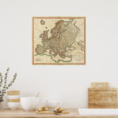 Poster Carte Atlas Europe (Cuisine)