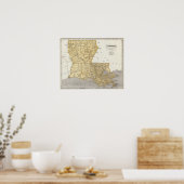 Poster Carte Atlas Louisiane (Cuisine)